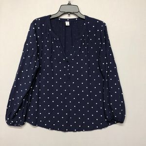 Old Navy Women Long Sleeve Rayon Blouse Top Shirt Size Large Blue M129 -26